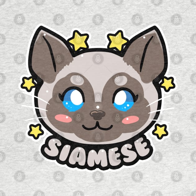 KAWAII Chibi Siamese Cat Face by TechraNova